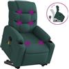 vidaXL Poltrona per massaggi con ausilio per l'assistenza in piedi in tessuto verde scuro