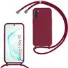 xinyunew Cover Compatible con Samsung Galaxy Note 10,Cellulare Girocollo Custodia con Cordino TPU Corda Silicone Case Bumper per Samsung Galaxy Note 10 Custodia-Rosso