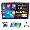 Hikity 8 Core/6G+128G/DSP Hikity Android 15 Autoradio per VW Golf 5 6 Passat Tiguan Polo Caddy Seat, 9 Touch Screen Autoradio con Wireless CarPlay Android Auto GPS WiFi RDS/FM BT 59UI Tipo CSWC MIC CAM