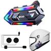 flintronic Casco Moto Auricolare, Y20 Cuffie per Caschi da Moto per Persona Singola Wireless 5.3 Impermeabile IPX6 Cancellazione, luci RGB abbaglianti, Per Pilota Singolo