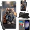 Haninsuze Cover per Samsung Galaxy S24 Plus Custodia Cover Pelle Libro Portafoglio con Porta Carte Magnetica Protezione Antiurto Cuoio Flip Case Custodia Cover per Samsung S24 Plus, Gatto