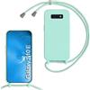 SLWYF Custodia per Samsung Galaxy S10E Cover con Cordino, Silicone Antiurto TPU Morbido Corda Collana Necklace Regolabile Stylish con Catena Ultra Sottile Cover Case, Menta verde