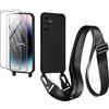 CaseLover Cover per Samsung Galaxy A56 5G/Samsung Galaxy A36 5G con Cordino, Custodia con Laccio Collana Regolabile Morbida Silicone Case con 2 Pellicola in Vetro Temperato Antiurto Cover, Nero