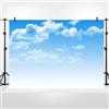 Bovlleetd Blu Cielo Bianco Nuvole Backdrop 2.2x1.5m Vinile Sole Cielo Nuvole Fotografia Sfondo per Bambini Compleanno Baby Shower Festa di Nozze Studio Props
