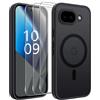 jrester Magnetic Cover per Google Pixel 10a con 3 Vetro Temperato Pellicola Protettiva, TPU+PC Protettiva Custodia Anti-Graffio Protettiva Antiurto per Google Pixel 10a - Nero