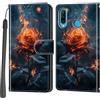 Haninsuze Cover per Huawei P30 Lite, Portafoglio PU Pelle, Rose | Interno TPU Antiurto, Anti-Graffio, Fessura per Schede, Supporto Stand, Design Libro, Flip