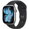 Apple Watch Series 11 GPS 46mm Smartwatch con cassa in alluminio grigio siderale con cinturino sportivo nero S/M, punteggio del sonno, fitness tracker, monitoraggio della salute, display sempre attivo