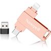 Nanopell 【Senza APP】Nanopell Chiavetta USB 128 GB, Memoria Esterna lphone con Custodia in Metallo e impermeabile, Memoria Esterna per Foto e Dati. Chiavetta USB per i0S/Android/PC. Con Adattatore USB Separato.
