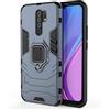 MaiJin Compatibile con Xiaomi Mi Redmi 9 Cover, Custodia Armor Anello Cavalletto (Funziona con il Supporto Magnetico per Auto) Case Paraurti (Blu Navy)
