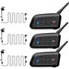 vFound V4 Plus Sistema Intercom per Caschi Moto Bluetooth,Portata 1.500 m, Comunicazione Gruppo 4 Persone per Motociclisti, Arbitri FIGC, Sciatori e Quad/Enduro (3 Pezzi)