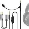 GEEKRIA QuickFit Boom Mic - Cavo per cuffie per giochi e riunioni, compatibile con Sennheiser HD-599 579 569 559 569 559 559 558, cavo di ricambio da 2,5 mm con microfono e controllo volume/muto