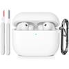 KOKOKA Custodia Case Compatibile con AirPods Pro 3 2025 con Kit di Pulizia, Case Cover Protettiva in Morbido Silicone per AirPods Pro 3ª Generazione con Moschettone, LED Anteriore Visibile, Bianco