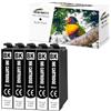 Starlet24 5 cartucce 603XL nere compatibili con Epson 603XL BK per Expression Home XP-2100 XP-2105 XP-3100 XP-3105 XP-4155 Workforce WF-2810 WF-2830 WF-2850