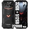 DOOGEE VMAX Pro 5G Rugged Smartphone, 22000mAh Batteria, 32GB+512GB, 6.58'' FHD+, 108MP Triple AI Fotocamera (20MP Visione Notturna)+ 16MP, Android 14 Cellulare Impermeabile, NFC Nero