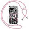 Yoedge Cover con Cordino per Google Pixel 7 5G 6,3, Trasparente Aesthetic Disegni Fiori Custodia con Collana Tracolla Laccio Collo, Sottile TPU Bumper Silicone + PC Antiurto Protettiva Case,03