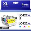 Skydo Cartucce LC-422XL LC422XL Compatibili per Brother LC 422 LC422 XL LC-422XLVAL per Brother MFC-J5340DW MFC-J5345DW MFC-J5740DW MFC-J6540DW MFC-J6940DW (Nero Ciano Magenta Giallo, 4-Pack)