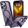 nicekool Cover con cavalletto per IPhone 13 Pro, Viola | Compatibile con MagSafe, Custodia Traslucida Opaca Antigraffio con Supporto Antiurto Protettiva Case, 3 Modalità di Supporto