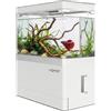 AQPET HYDO Acquario da Scrivania Multifunzionale in Acrilico con Dock Station per Smartphone - Mini Acquario con Pompa e Filtro, LED 5 Modalità e Modulo Idroponico, Ideale per Betta e Caridine