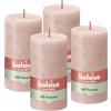 Bolsius Candele rustiche a colonna - rosa nebbiosa - 13 x 7 cm - confezione da 4 - lunga durata di 60 ore
