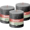 Bolsius - Rustico Candela Pilastro - Antracite - 10 x 10 cm - Confezione 3 - Grigio Scuro - lunga durata di 62 ore