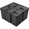 Emuca - Contenitori per la raccolta differenziata per cassetti da cucina, H 266 mm (2 x 15 L + 2 x 7 L), Plastica nera