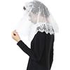 BEAUTELICATE Velo di Pizzo per Chiesa Sposa Velo Muliebre Cattolica Copricapo Foulard Sciarpa per Messa Latino Lutto Nero Avorio V105