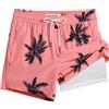 MaaMgic Uomo Pantaloncini da Surf 2-in-1 con Compressione | 5 5' Pollici Interni Asciugatura Rapida Costume da Bagno Corti con Tasche Interna Albero di Cocco Rosa 5.5 L
