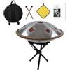 QSMGRBGZ Handpan, tamburo in acciaio, 10 toni, 22 pollici, in D-Moll, 440 HZ Gold Steel Tongue Drum Tool per yoga, meditazione con borse, tamburo, straccio (argento, 10 toni)