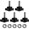 Yibuy 5Piececs Vite di Bloccaggio Pomello a Forma di Stella M5x16mm Hardware per Leggio Nero