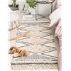 INKAROBOX INKARO BOX - Tappeto in cotone trapuntato, lavabile con nappe, geometrico shag, per lavanderia/camera da letto (beige, 60 x 130 cm)
