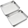 HaWare Set di 2 teglie da forno in acciaio inox, piccole teglie da forno rettangolari profonde, per cuocere, arrostire, servire, atossiche e sane, lavabili in lavastoviglie
