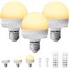 Behogan Set di 3 lampadine ricaricabili con telecomando, lampadine LED dimmerabili E27 con telecomando e magnete, lampade ricaricabili USB, lampadina per illuminazione di emergenza, campeggio, illuminazione