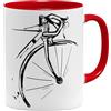 OM3® Tazza da caffè con bicicletta, design vintage da corsa, idea regalo per ciclisti, ciclisti, MTB, bici da corsa, tazza in ceramica, 325 ml, stampata su entrambi i lati, rosso