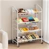 Ornestia Carrello Da Cucina A 4 Livelli - Carrello Portaoggetti Con 8 Cestelli E Maniglia - 65 Cm Carrello Porta Snack In Metallo Con Ruote - Bianco