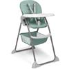 hauck Sit N Fold, Dusty Mint - Seggiolone Pappa Pieghevole e Leggero per Bambini da 6 Mesi Fino a 15 kg, Schienale Reclinabile, Cintura a 5 Punti, Vassoio XL Removibile, Cestello Portaoggetti