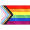 GeeRic Progress Pride Flag 90 * 150CM, GeeRic Pride Bandiera Arcobaleno LGBTQ2S Striscione Arcobaleno con 2 Fori Colore Vivido Resistente UV Anti-Sbiadito Bandiera Ornamento per Corteo/Feste/Carnevale