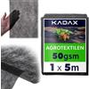 KADAX Telo pacciamatura Anti Erbacce 1 x 5 m - 50 g/m² Nero - per aiuole e orto - Permeabile all'Acqua per irrigazione Senza ristagni