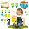 Funsland Set di Attrezzi da Giardinaggio: Set Attrezzi Giardino Bambini, Strumenti in Metallo, Annaffiatoio, Guanti da Giardinaggio, 10 Pezzi Kit, Bambina 3+ Anni, Giochi A ll'aperto Regalo