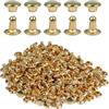 Selyse Set di 300 borchie a doppio tappo da 6 mm, rivetti in pelle in acciaio inox, rivetti cavi, per pelle, rivetti in metallo per borse, scarpe, cinture, vestiti e artigianato fai da te (oro)