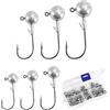 Vauki Set di 50 teste jig, 6 pesi (1 g/2 g/3,5 g/5 g/7 g/10 g), testa oscillante con diversi pesi per pesci di gomma, lucioperca, pesce persico e luccio