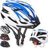 NXPZ Casco Bici Adulti per Uomo e Donna, con Luci LED (3 Modalità), Leggero, Regolabile, Visiera Rimovibile, per Mountain Bike e Strada, Design Elegante, 58-62 cm (Bianco e blu, 1)