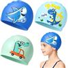 Leikedun 3 Pezzi Silicone Cuffia Piscina Bambino Forma di Dinosauro, Cappello da Nuoto per bambini, Taglia Versatile per ragazzi e ragazze 1-7 Anni