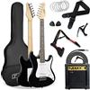 3rd Avenue XF Kit Definitivo Per Chitarra Elettrica 3/4 Con Amplificatore Da 10 W, Sintonizzatore Digitale, Cavo, Supporto, Custodia Morbida, Tracolla, Corde Di Ricambio, Plettri, Capotasto - Nero