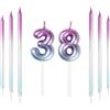 mciskin Set di candele colorate per 38° compleanno, candele colorate con candele lunghe viola blu per torta, topper per torta di compleanno, per ragazzi, ragazze, uomini, donne, decorazioni per feste di