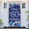 PartyYaa 60° striscione di compleanno, 60° compleanno, striscione porta, blu argento, Happy Birthday Banner copertura per porta, poster per interni ed esterni