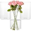 Behogan 3 vasi in vetro per decorazione da tavolo, 15 cm, cilindri in vetro per candele, cilindri in vetro, vaso per fiori, vasi cilindrici per vasi, matrimoni, fiori, candele, conchiglie