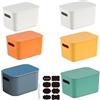 CNKHDZ Set di 6 contenitori con coperchio, contenitori impilabili con coperchio, contenitori in plastica, contenitori per scaffali, cucina, bagno (Multicolore, 25.5 * 18 * 15.4cm)