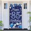 PartyYaa 85° striscione di compleanno decorazione 85° compleanno porta striscione blu argento Happy Birthday Banner copertura porta macchina fotografica poster decorazione festa per interni ed esterni