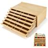 Eirolace Scatola Porta Pennelli - Organizer in Legno per Forniture Artistiche con 6 Cassetti Estraibili, 40 x 25 x 15 cm, Scatola Portatile per Colori, Pastelli, Matite e Pennelli