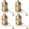 GOMETY Portalampada E27 vintage con interruttore a catena, portalampada in rame con catena di trazione, lampada da tavolo, attacco a vite per fai da te Edison a a sospensione (4)